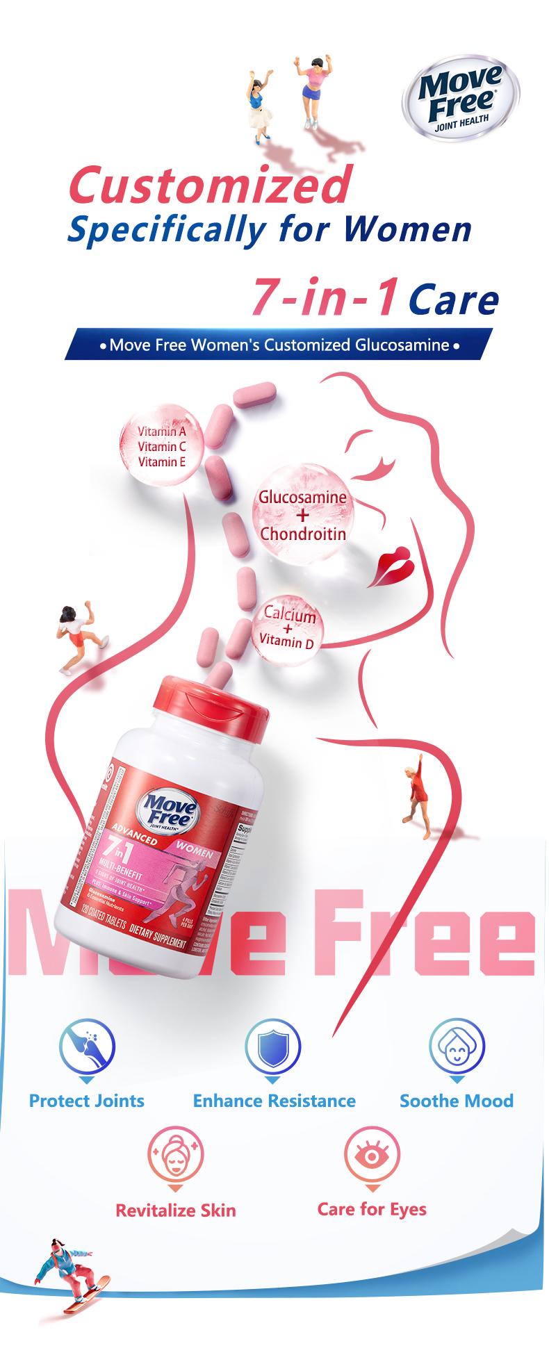 Move Free Advanced Joint Health 7-in-1 Combined Set for Men & Women - Multi-Ingredient Glucosamine Formula for Optimum Joint Support - Fitness Supplement - Healthcare