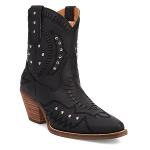 Precious Leather Black Bootie Ankle Boot by Dingo