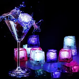 24pcs waterproof led light up ice cubes for drinks that change colors flashing glow in the dark for bar club drinking party wine wedding swimming pool decoration