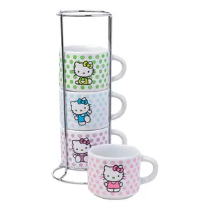 Sanrio Hello Kitty Polka Dots 3oz Stackable Mug Set of 4