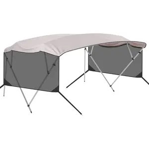 【GARVEE】4 Bow Bimini Top Replacement Canvas, 600D Marine Grade Sun Shade Canopy, Black with Mesh Side Curtain & Storage Boot, No Frame, Fits 8'L x 91-96"W x 54"H