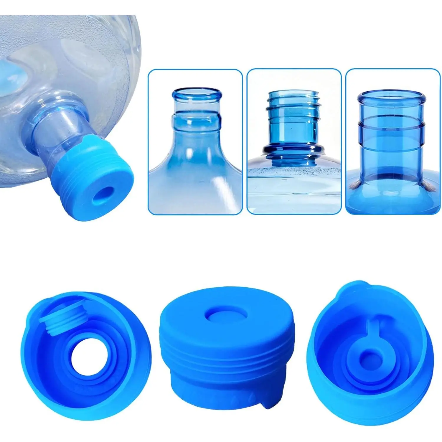 3 Pack 3 and 5 Gallon Water Jug Cap, Upgrade   Replacement Caps, Non Spill  for 55mm Standard/Screw/Crown Tops Water Bottle