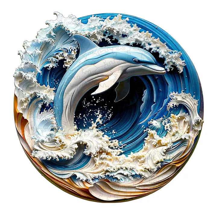 3D Dolphin-1 Wooden Jigsaw Puzzle, Durable Structure, High-Definition Printing, Ocean Art Decor for House, Engaging Mind Game for Puzzle Enthusiasts, House Decoration, Dolphin And Ocean