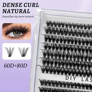 LC Lash 60D+80D-MIX(9-16mm ) Clusters 280Pcs Individual Cluster Lashes，Resuable Soft Glue Bonded Lash Extensions，Use in multiple scenarios
