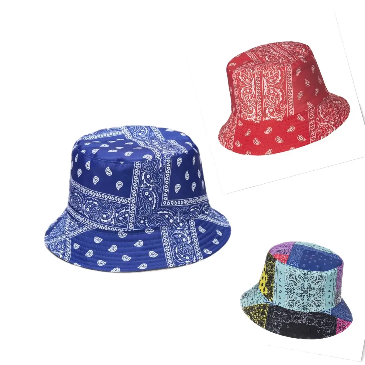 Reversible Bandanna Design Foldable Bucket Hats