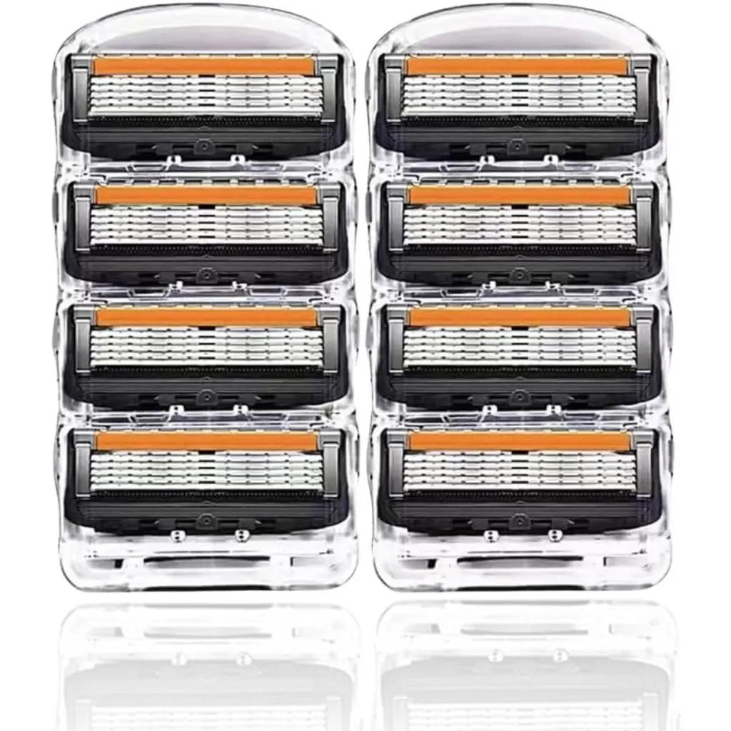Suitable for Gillette 5 full series -5-layer manual safety razor blades, shaving beard razor blades (8-piece set) Replaceable Blades Pack Replacement Blades Stainless Blades