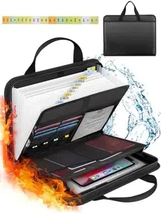 Important Document Organizer Folio Accordion File Organizer Fireproof Expanding File Folder Storage Box with Zipper Labels 13 Pockets for Business Office Receipt Travel
