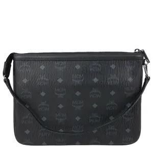 Pre-owned MCM Canvas Clutches & Wristlets Medium Visetos Wristlet Black