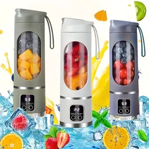 LED display mixer, 450ml USB rechargeable portable mixer for milkshakes and milkshakes - equipped with a 10 piece juicer - small fresh juice mixer, providing instant nutrition