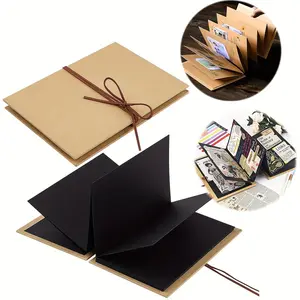 Expandable Folding Adventure Book Scrapbook Album, DIY Accessories Set, Hardcover Kraft Paper, Perfect for Weddings Anniversaries & Valentines