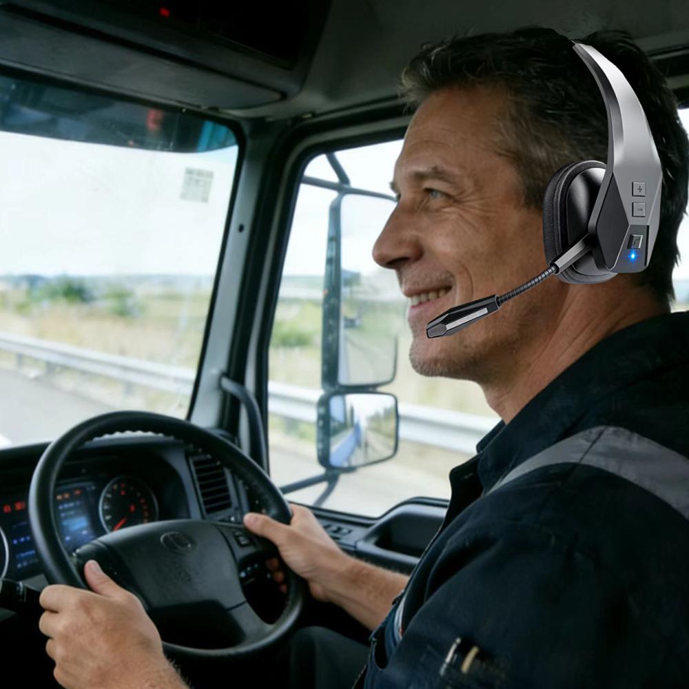 DH17 Bluetooth Headset  for Computer, Single-Ear Wireless Headset with Noise Cancelling Microphone for Office & Truckers, Bluetooth V5.3 with Mute Button for Work
