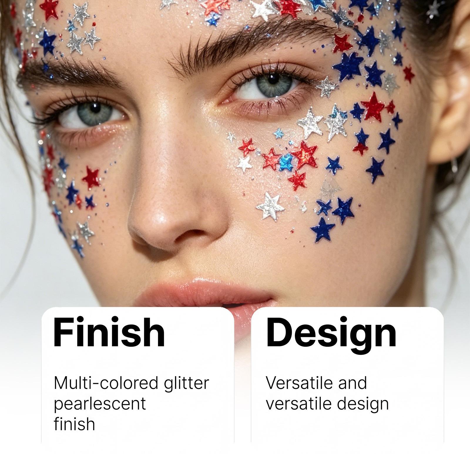 4th of July Glitter Stick | Red, White & Blue Body & Hair Sparkle for Independence Day Party, Festival & Fun Holiday Look