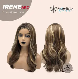 JBEXTENSION 20 Inches Caramel Blonde Highlight Pre-Cut Arc Snowflake Lace Frontlace Glueless Wig IRENE SNOWFLAKE【BENDY EAR TABS】