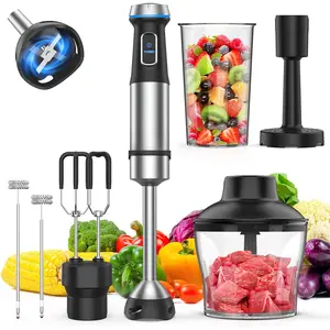 Immersion Blender Handheld, 6 in 1 Hand Blender Stainless Steel , 15 Speed Stick Blenders Electric, 800ml Mixing Beaker, 600ml , Whisk, Frother, Potato Masher