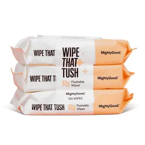 Wipe That Tush Flushable Wipes - 3 Packs of 50, 150 Total - Extra Large & Soft - Hypoallergenic & Fragrance-Free With Aloe & Vitamin E - Septic-Safe