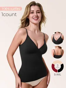 Women's Shapewear Tank Top, Cross V Neck Seamless Compression Tummy Control, Casual All Seasons Wear, Nursing Friendly Clothes, Nursing Apparel