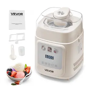 【Summervibes】VEVOR Upright Automatic Ice Cream Maker with Built-in Compressor,  1 Quart No Pre-freezing Gelato Maker & Frozen Yogurt Machine, 4 Modes Electric Sorbet-Maker, Compressor Ice Cream Machine for Home
