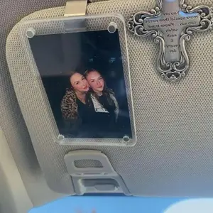 Personalized Acrylic Car Sun Visor Photo Frame Clip, Unique Couple Gift, Wallet Style Picture Holder, Fashionable Car Accessories