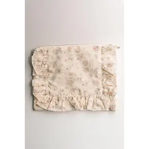 Woodland Bunny |Timeless Floral Ruffle Zipper Pouch