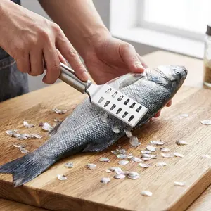 Stainless Steel Fish Scaler - 23cm Hanging Kitchen Utensil, Multi-Functional Scraper & Peeler for Ginger and Vegetables, Utensils