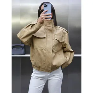 Women's Winter New Jacket Zipper Oversized Stand Collar Multiple Pockets Workwear Street Style Casual Unisex Outerwear