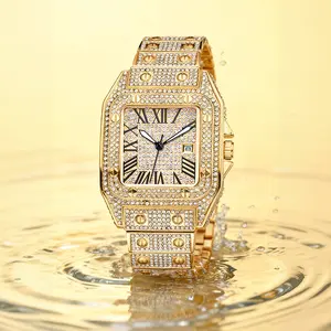 Premium Rhinestone-Embellished Square Watch for Men – Sleek Quartz Timepiece, Classic Timeless Design, Durable & Stylish, Complete with a Luxury Gift Box