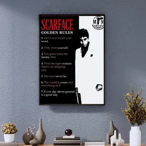 Scarface Golden Rules Poster | Tony Montana Motivational Quote Poster Print | Gangster Movie Wall Art for Home & Office Decor