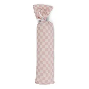 Checkers in Pink Swaddle, 45 x 45 Extra Large Baby Swaddle Blanket, Soft Bamboo Stretch Fabric, Swaddle + Nursing Cover Up + Stroller Cover, Pink Checkers, 45 x 45 in