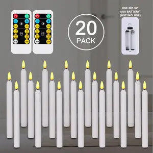20pack LED Taper Candle with Remote Control, H9" Flameless Candles, Powered by 2*1.5V AA Batteries, Remote Use 2*AAA Batteries(Batteries not Included)
