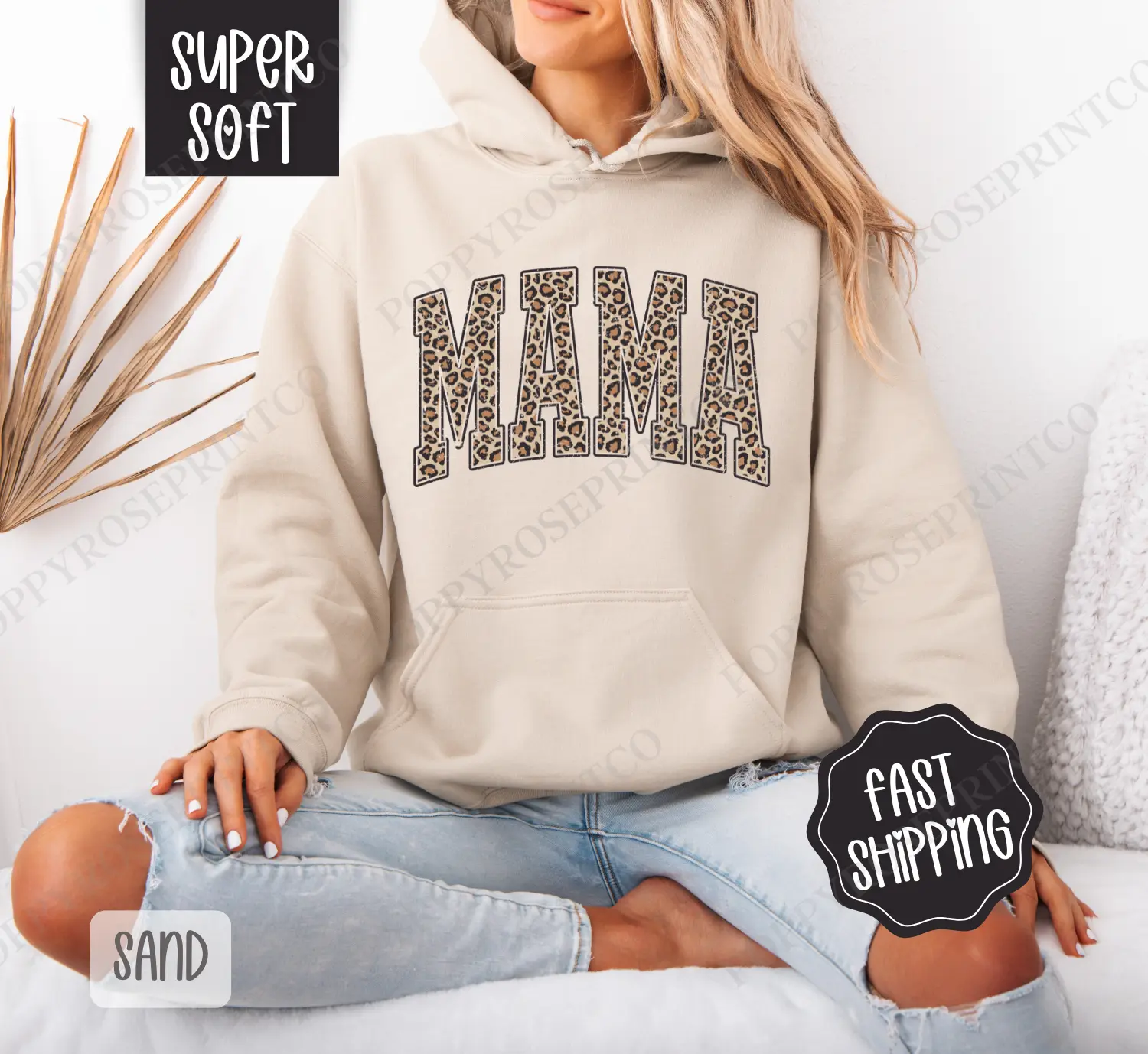 Leopard Mama Hoodie, Cute Women's Crewneck, Trendy Women's Hooded Sweater