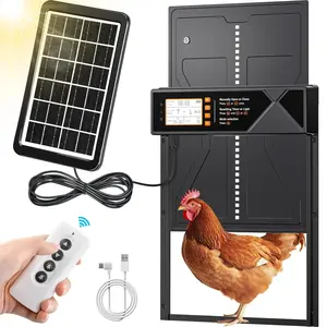 Solar Automatic Chicken Coop Door, 4 Modes, Timer & Light Sensor, 7w Solar Panel, Waterproof Aluminum Alloy, LED Display ()