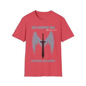 Iron Sharpens Iron Sword with Wings T-Shirt | Proverbs 27:17 Christian