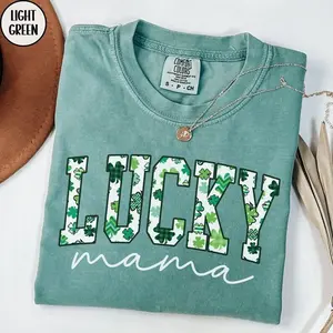 Comfort colors St. Patrick's Day Lucky Mama TShirt, Comfort Colors Mom T-Shirt, St. Patty's Day Green Shamrock Tee, Irish Gift for Her