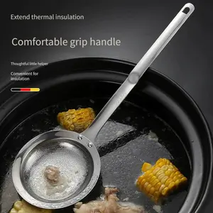 1/2pcs 304 Stainless Steel Kitchen Colander Strainer Net Colander Food Strainer Set Fine Mesh Sieve with Handle Slotted Spoon Handheld Fryer Oil Filter Cooking Vegetable Filter Foam Hot Pot