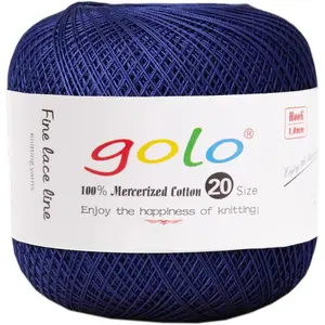 golo Crochet Thread Size 20 Crochet Yarn for Hand Knitting Sapphire Blue 230