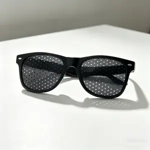Black Pinhole Glasses for Natural Eyesight Improvement, Vision Correction & Eye Strain Relief - Lightweight, Breathable Perforated Lens Eyewear for Myopia, Astigmatism, Digital Screen Use & Daily Eye Training for Men Women
