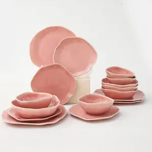 16 Piece Set Dinnerware Set- Rose Pink