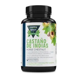 Green Royalty Horse Chestnut Castaño de Indias 1500mg 90ct Vegetable Capsules for Blood Circulation and Varicose Veins Natural Organic Supplement Vegan Dietary Supplement