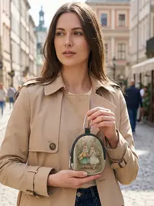1 piece of rabbit floral pattern 2D printed Easter mini wallet, a portable mini pouch that can be hung, Wallet And Charm, suitable for daily commuting/outdoor travel during festivals|Combining atmosphere and practicality, Easter