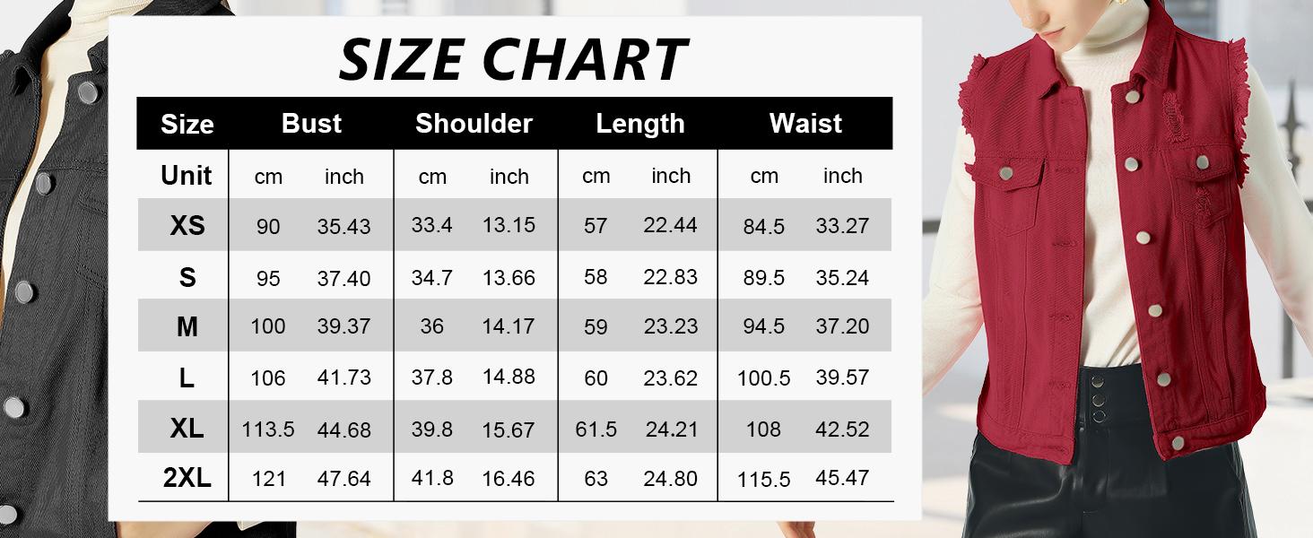 Ebossy Women's Candy Color Slim Fit Sleeveless Distressed Denim Jean Vest Jacket with Button-Flap Chest Pockets & Side Seam Pockets