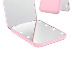 Compact Mirror w/Light& magnification 1x/3x,Portable LED Travel Makeup Mirror. Mini Foldable Magnetic Closing Pocket Mirror Handheld Compact Purse Mirror for Women