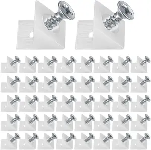120 Pcs Drawer Wedges with Screws, Drawer Bottom Support Brackets, Fixing Mending Wedges, Plastic Angle Code Bracket Fasteners, Drawer Reinforcement Repair Kit for Furniture Sagging Drawer Siyurongmy