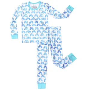 Bamboo Two Piece Pajamas sets for Toddler Boys Girls Temp-Sensing Long Sleeves Babys Kids 2pcs Pjs Sleepwear 18M-5Y Sets for All Season