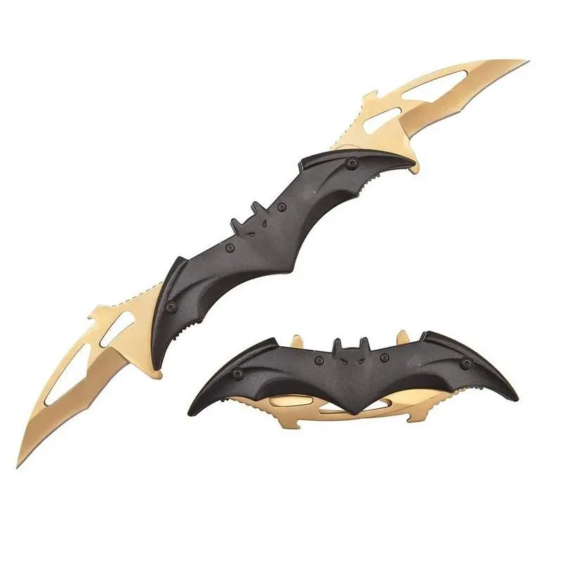 Bat Folding Knife For Camping Twin Blade Cool Gift For Boy Man Cosplayers