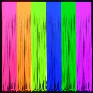 2 Pack Neon Foil Fringe Curtain Glow in the Dark Streamers 3.3 x 6.6 ft Fluorescent Macaron Tassel Backdrop Photo Booth Props for Neon Birthday Party Decorations