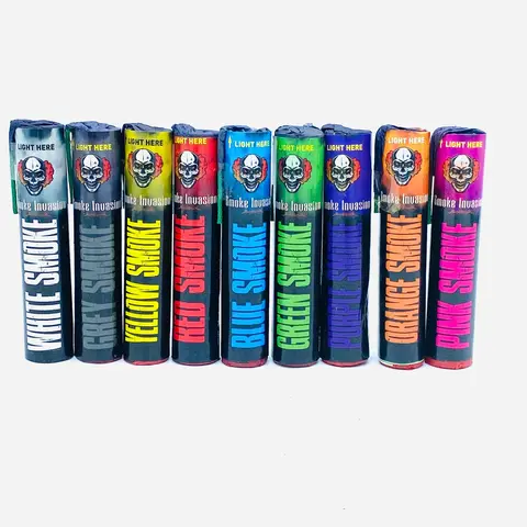 Fuse-Activated Solid Color Smoke Bombs - 4in Tall, 3/4in Diameter, 35-40 Sec Duration, Safe, Indoor-Outdoor Use, Colorful Dramatic Effect - Party Supplies for Wedding Photos, Gender Reveal (Red,Blue,Pink,Purple,Orange,Yellow,Green,Gray,White,Turquoise)
