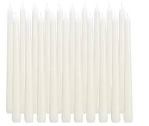 Set of 20 Ivory Taper Candles - 10 Inch Long Burning with Cotton Wicks - Unscented and Smokeless - Ornaments, Decor Freshener Decoration