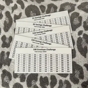 Money Savings Challenge - set of 5 *black and white* 2024