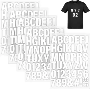 5 Sheets White Iron on Letters and Numbers for Fabric, 245 Pieces Heat Transfer Letters 2 Inch Iron on Vinyl Letters with PU a to Z, and 0-9 Iron on Numbers for DIY Printing Clothing Jersey T-Shirts Lucomb