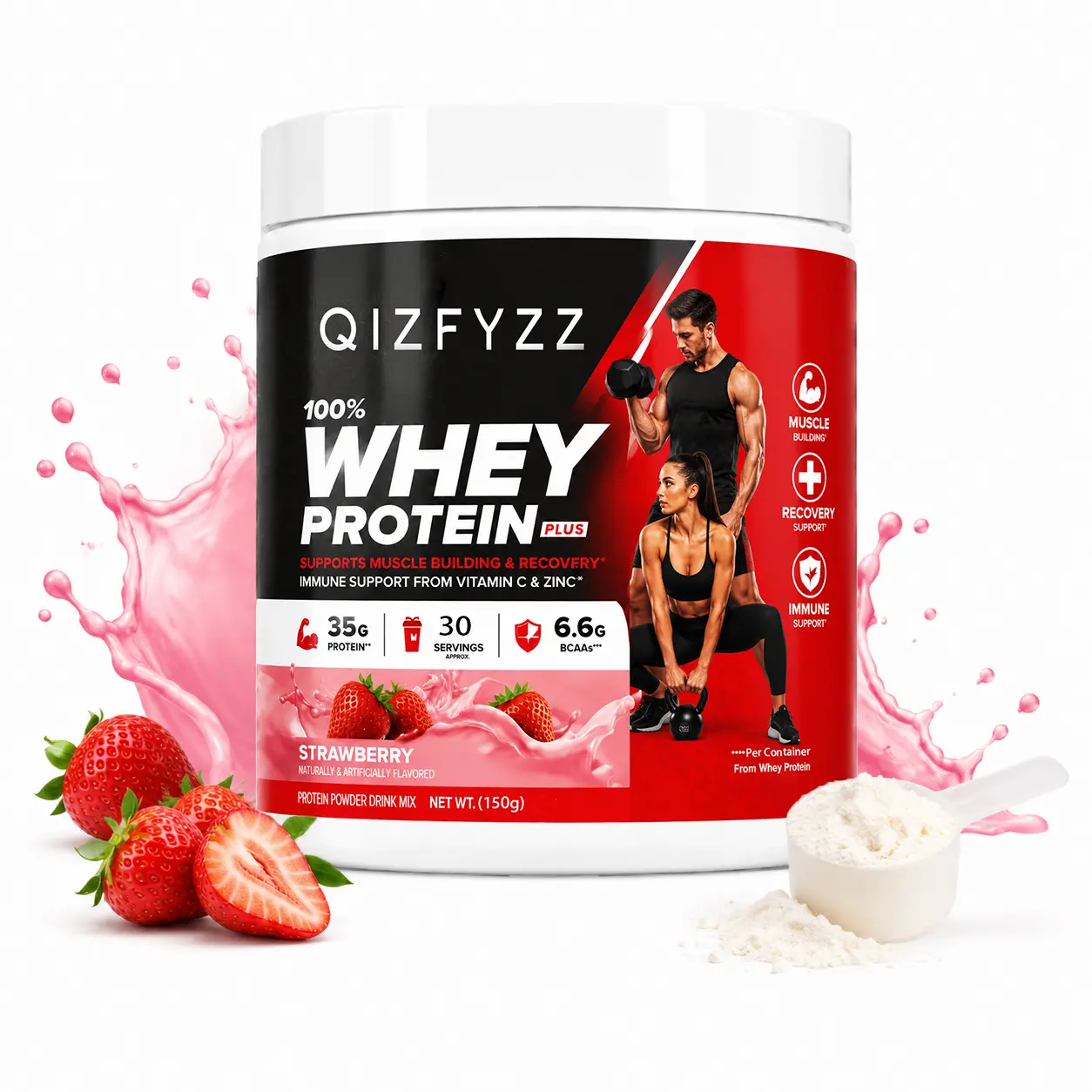 Whey Protein Isolate & Peptides Powder | 100% Whey Protein Plus for Muscle Building & Recovery | High-Protein Formula for Men & Women | Strawberry & Peach Flavor | 150g